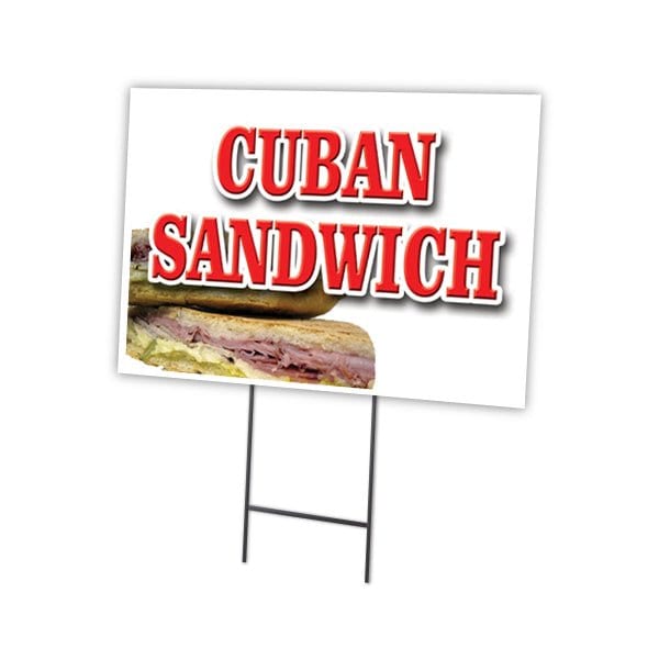 Cuban Sandwich Yard Sign & Stake outdoor plastic coroplast window, C-1216-DS-Cuban Sandwich